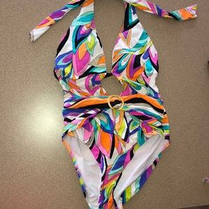 Trina Turk Keyhole Halter One Piece